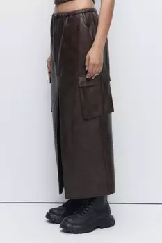 Юбка миди прямая с вареным эффектом