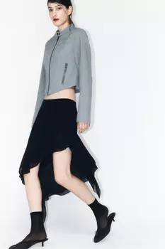 Юбка миди шифоновая с асимметричными воланами