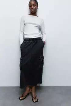 Юбка миди трикотажная с вареным эффектом