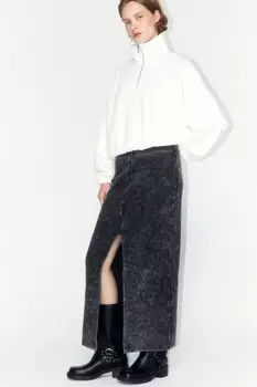 Юбка миди трикотажная с вареным эффектом