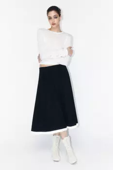 Юбка миди в складку с контрастной подкладкой