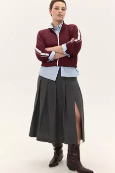 Юбка миди в складку с разрезом