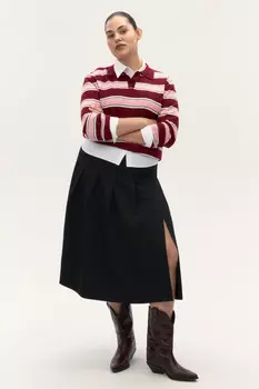 Юбка миди в складку с разрезом