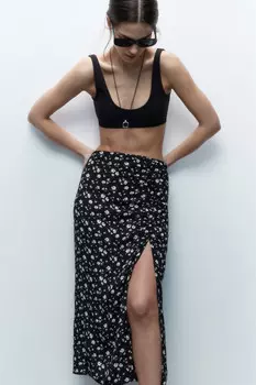 Юбка миди вискозная с разрезом