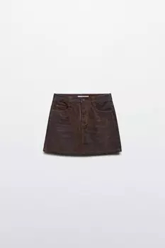 Юбка мини джинсовая с флоком