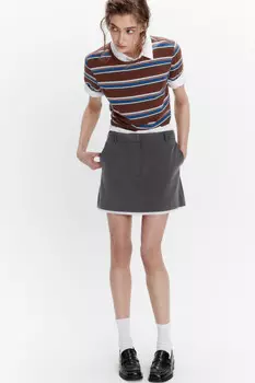 Юбка мини костюмная с контрастной подкладкой