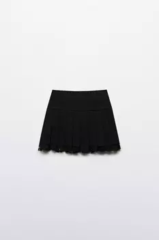 Юбка мини плиссированная с кружевной подкладкой