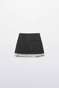Юбка мини плиссированная с кружевной подкладкой