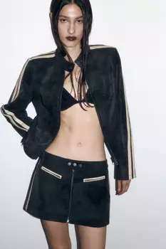 Юбка мини прямая с лампасами