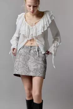 Юбка мини прямая с принтом под питона