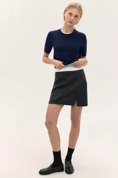 Юбка мини прямая с разрезом