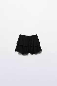 Юбка мини шифоновая с воланом