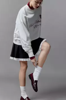 Юбка мини в складку с контрастной подкладкой