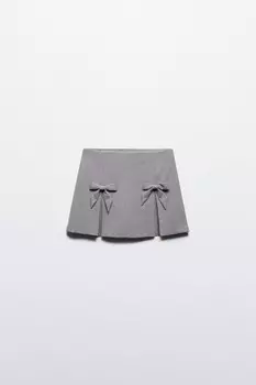 Юбка-шорты мини с бантиками и складками