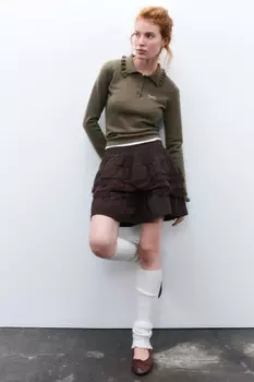 Юбка-шорты с оборками и кружевом