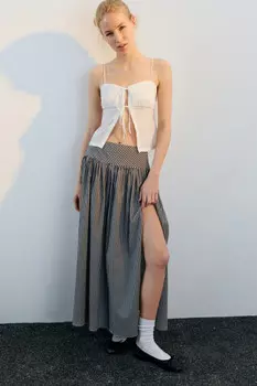 Юбка-трапеция хлопковая в клетку