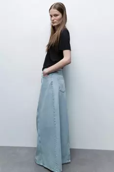 Юбка-трапеция макси джинсовая