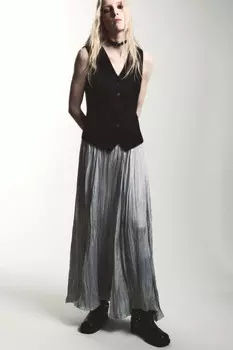 Юбка-трапеция макси из жатого сатина