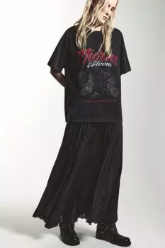 Юбка-трапеция макси из жатого сатина