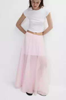 Юбка-трапеция макси из жатой ткани