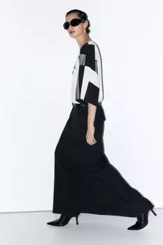 Юбка-трапеция макси костюмная в полоску