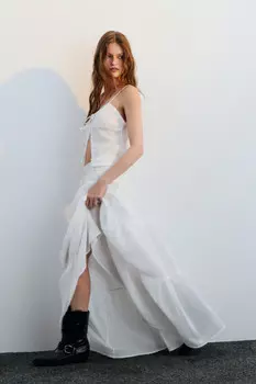 Юбка-трапеция макси с кружевом