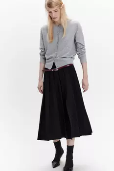 Юбка-трапеция миди костюмная в складку