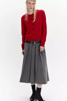 Юбка-трапеция миди костюмная в складку