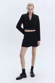 Юбка-трапеция мини костюмная в полоску