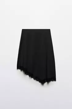 Юбка трикотажная асимметричная с кружевом