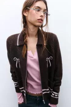 Кардиган на молнии с принтом