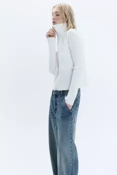 Кардиган на молнии вязаный с кокеткой из плащевки