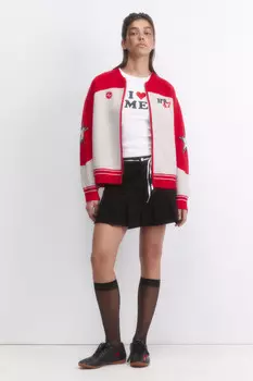 Кардиган на молнии вязаный с патчами