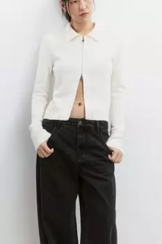 Кардиган на молнии вязаный с воротником