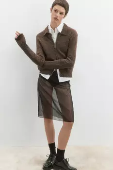 Кардиган на молнии вязаный с воротником