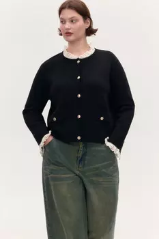 Кардиган на пуговицах с кружевом