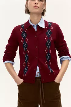 Кардиган на пуговицах с принтом аргайл