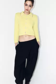 Кардиган на пуговицах со стразами на воротнике