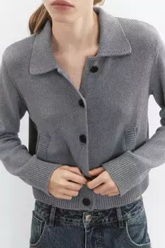 Кардиган на пуговицах укороченный с воротником