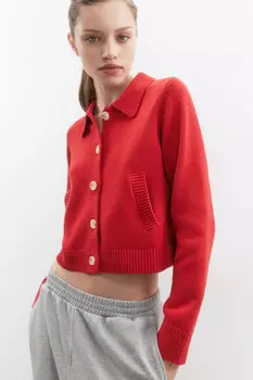 Кардиган на пуговицах укороченный с воротником