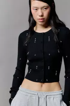 Кардиган на пуговицах вязаный с декором