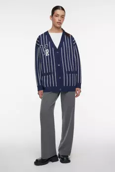 Кардиган oversize вискозный в вертикальную полоску