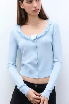 Кардиган с кружевом и бантиком