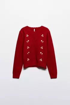 Кардиган с оборками и вышивкой