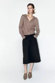 Кардиган вязаный на молнии с капюшоном