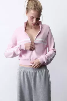 Кардиган вязаный на молнии с лампасами