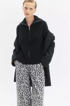 Кардиган вязаный на молнии с отложным воротником