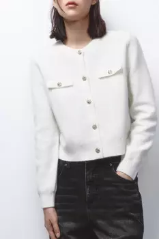 Кардиган вязаный с золотистыми пуговицами