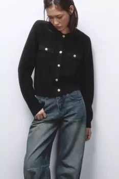 Кардиган вязаный с золотистыми пуговицами