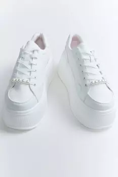 Кеды на платформе с бусинами